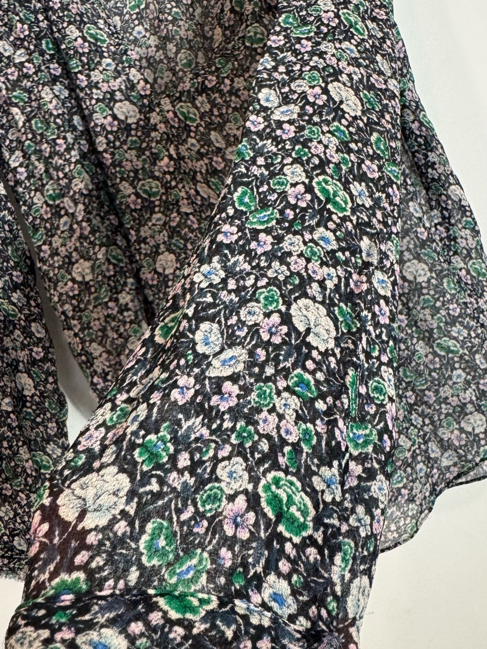 Rebecca Taylor Floral 100% Silk Popover Blouse Top Long Sleeve Size 6 V-Neck - Picture 6 of 11